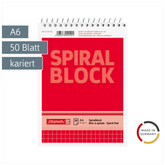 Spiralnotizblock | A6, kariert, 50 Blatt, rot