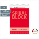 Spiralnotizblock | A5, kariert, 50 Blatt, rot