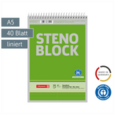 Stenoblock | A5, liniert, 40 Blatt, grün