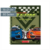 Freundebuch Fast Wheels | 16×21 cm, 80 Seiten, grün/mehrfarbig