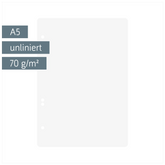 Ringbucheinlagen | A5, unliniert, weiß, 100 Blatt