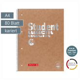Collegeblock Premium Student FACT!plus | A4, Lineatur 28, 80 Blatt, braun/silber