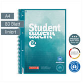 Collegeblock Student Recycling | A4, Lineatur 27, 80 Blatt, blau/mehrfarbig
