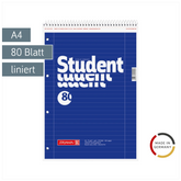 Collegeblock Student Spirale oben | A4, Lineatur 27, 80 Blatt, blau
