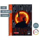 Collegeblock Premium Ninja Power | A4, Lineatur 27, 80 Blatt, orange/schwarz