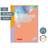 Collegeblock Premium Student „Intoxicate“ | A4, Lineatur 27, 80 Blatt, koralle/silber irisierend