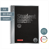 Collegeblock Premium Student „Hardwired“ | A4, Lineatur 27, 80 Blatt, schwarz/silber
