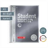 Collegeblock Premium Student | A5, Lineatur 5, 80 Blatt, anthrazit