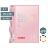 Collegeblock Premium Student „Pastell“ | A5, Lineatur 5, 80 Blatt, pastellrosa
