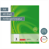 Collegeblock Premium Vivendi | A4, Lineatur 3, 40 Blatt, grün
