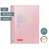 Collegeblock Premium Student „Pastell“ | A4, Lineatur 27, 80 Blatt, pastellrosa