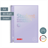 Collegeblock Premium Student „Pastell“ | A4, Lineatur 27, 80 Blatt, pastelllila