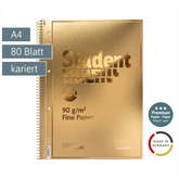 Collegeblock Premium Student „Gold“ | A4, Lineatur 28, 80 Blatt, gold