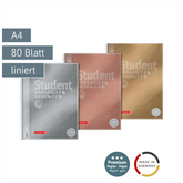 Collegeblock Premium Student Metallic | A4, Lineatur 27, 80 Blatt, sortiert