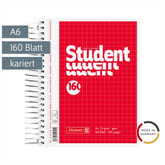 Collegeblock Student | A6, kariert, 160 Blatt, rot