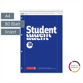 Collegeblock Student Spirale oben | A4, Lineatur 27, 80 Blatt, blau