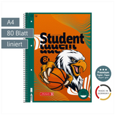 Collegeblock Premium Student Sporty Animals | A4, Lineatur 27, 80 Blatt, orange/mehrfarbig