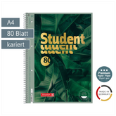 Collegeblock Premium Student „Jungle“ | A4, Lineatur 28, 80 Blatt, grün/gold