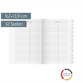 Adress-Registerheft | 9,2×13,9 cm, Karton, weiß