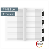 Adress-Registerheft | 7,8×15,3 cm, Karton, weiß
