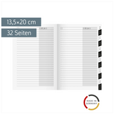 Adress-Registerheft | 13,5×20 cm, Karton, weiß