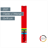 Streifenkalender 2027 | 13×91 cm, rot