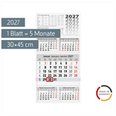 5-Monatskalender 2027 | 30×58,5 cm