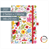 Buchkalender Familienplaner 2027 „Flowers“ | A5, Papier