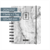 Schülerkalender 2026/2027 „Grey Marble“ | A6, Kunststoff
