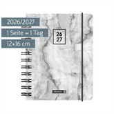 Schülerkalender 2026/2027 „Grey Marble“ | A6, Kunststoff