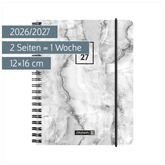 Schülerkalender 2026/2027 „Grey Marble“ | A6, Kunststoff