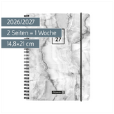Schülerkalender 2026/2027 „Grey Marble“ | A5, Kunststoff