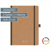 Schülerkalender 2026/2027 „Pressspan braun“ FACT!plus | A5, Karton