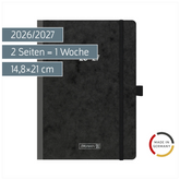 Schülerkalender 2026/2027 „Pressspan schwarz“ FACT!plus | A5, Karton