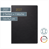 Taschenkalender Mod. 723 2027 | A7, Leder, schwarz