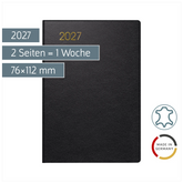 Taschenkalender Mod. 723 2027 | A7, Leder, schwarz
