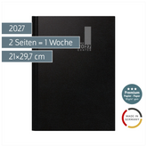 Buchkalender Premium TimeCenter Mod. 724 2027 | A4, Kunststoff, schwarz