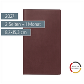 Taschenkalender Mod. 750 2027 | A6, Kunstleder, bordeaux
