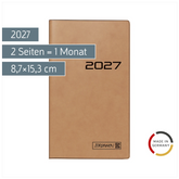 Taschenkalender Mod. 753 2027 | A6, Karton, braun
