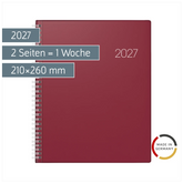 Buchkalender Mod. Manager Wt 7 weektimer 2027 | 21×26 cm, Kunststoff, weinrot
