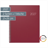 Buchkalender Mod. Manager Wt 7 weektimer 2027 | 21×26 cm, Kunststoff, weinrot