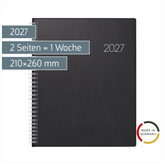 Buchkalender Mod. Manager Wt 7 weektimer 2027 | 21×26 cm, Kunststoff, schwarz