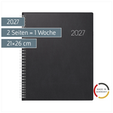Buchkalender Mod. Manager Wt 7 weektimer 2027 | 21×26 cm, Kunststoff, schwarz