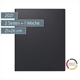 Buchkalender Mod. Manager Wt 7 weektimer 2027 | 21×26 cm, Kunststoff, schwarz