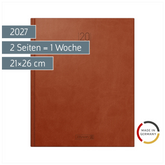 Buchkalender Mod. Manager Wt 7 weektimer 2027 | 21×26 cm, Kunstleder, braun
