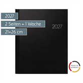 Buchkalender Mod. Manager Wt 7 weektimer 2027 | 21×26 cm, Kunststoff, schwarz