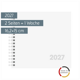 Buchkalender Mod. 762 2027 | 16,2×15 cm, Karton, weiß
