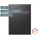 Buchkalender Mod. 763 2027 | A4, Kunststoff, vulkanschwarz