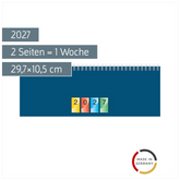 Querterminbuch DATAline Mod. 772 2027 | 29,7×10,5 cm, Karton, blau