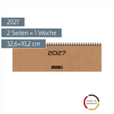 Querterminbuch Mod. 777 2027 | 32,6×10,2 cm, Karton, braun